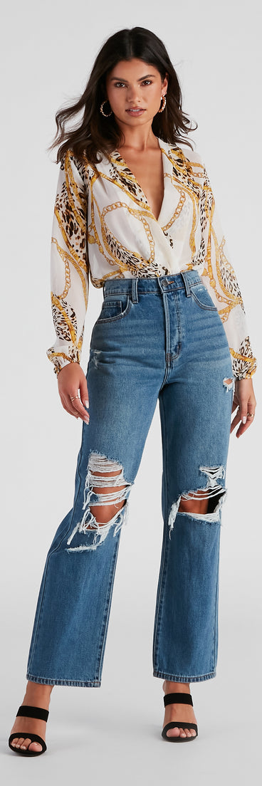 With fun and flirty details, Wild One Chiffon Surplice Bodysuit shows off your unique style for a trendy outfit for the summer season!