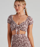 With fun and flirty details, Cali Palms Cap Sleeve Tie-Front Top shows off your unique style for a trendy outfit for the summer season!