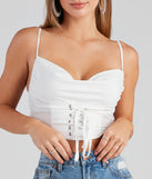 With fun and flirty details, New Beau Lace-Up Crop Top shows off your unique style for a trendy outfit for the summer season!