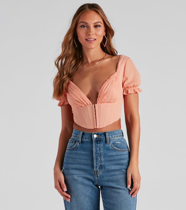 With fun and flirty details, If You Pleats Crepe Bustier shows off your unique style for a trendy outfit for the summer season!