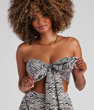 Eye Of The Tiger Bandeau Crop Top is a trendy pick to create 2023 festival outfits, festival dresses, outfits for concerts or raves, and complete your best party outfits!