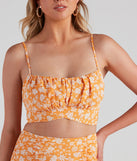 With fun and flirty details, She's Ready For Brunch Crop Top shows off your unique style for a trendy outfit for the summer season!