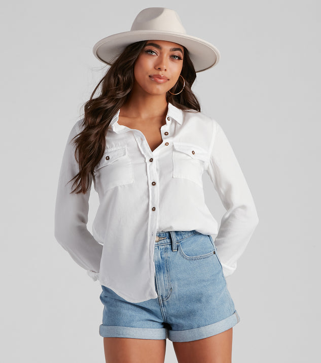With fun and flirty details, All About Cute Button-Down Top shows off your unique style for a trendy outfit for the summer season!