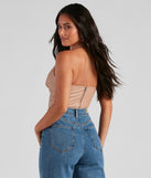 With fun and flirty details, Made To Be Seen PU Halter Crop Top shows off your unique style for a trendy outfit for the summer season!