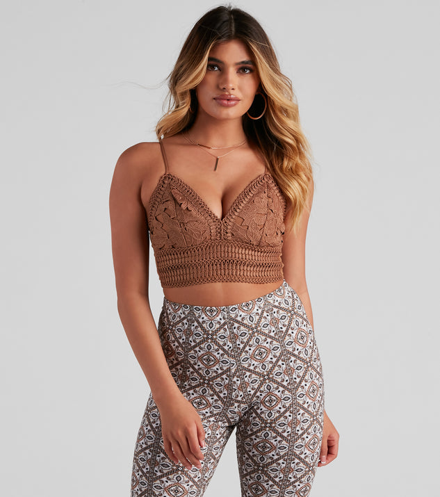 Boho Bliss Crochet Lace Crop Top is a trendy pick to create 2023 festival outfits, festival dresses, outfits for concerts or raves, and complete your best party outfits!