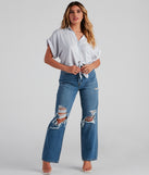 With fun and flirty details, Beach Cottage Striped Linen Top shows off your unique style for a trendy outfit for the summer season!
