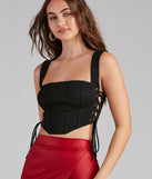 Another Drink Lace-Up Ponte Bustier is a trendy pick to create 2023 festival outfits, festival dresses, outfits for concerts or raves, and complete your best party outfits!