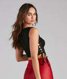 With fun and flirty details, Another Drink Lace-Up Ponte Bustier shows off your unique style for a trendy outfit for the summer season!