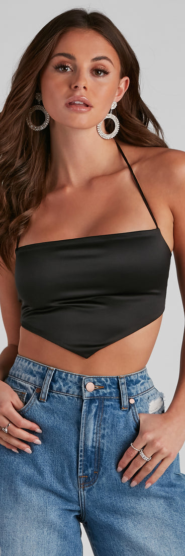 Heat Wave Satin Scarf Top helps create the best bachelorette party outfit or the bride's sultry bachelorette dress for a look that slays!