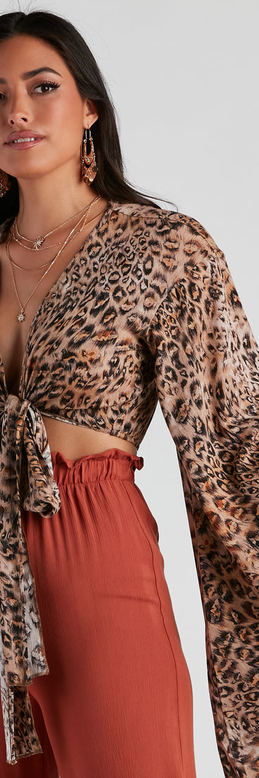 With fun and flirty details, Wild Shine Leopard Crop Wrap Top shows off your unique style for a trendy outfit for the summer season!