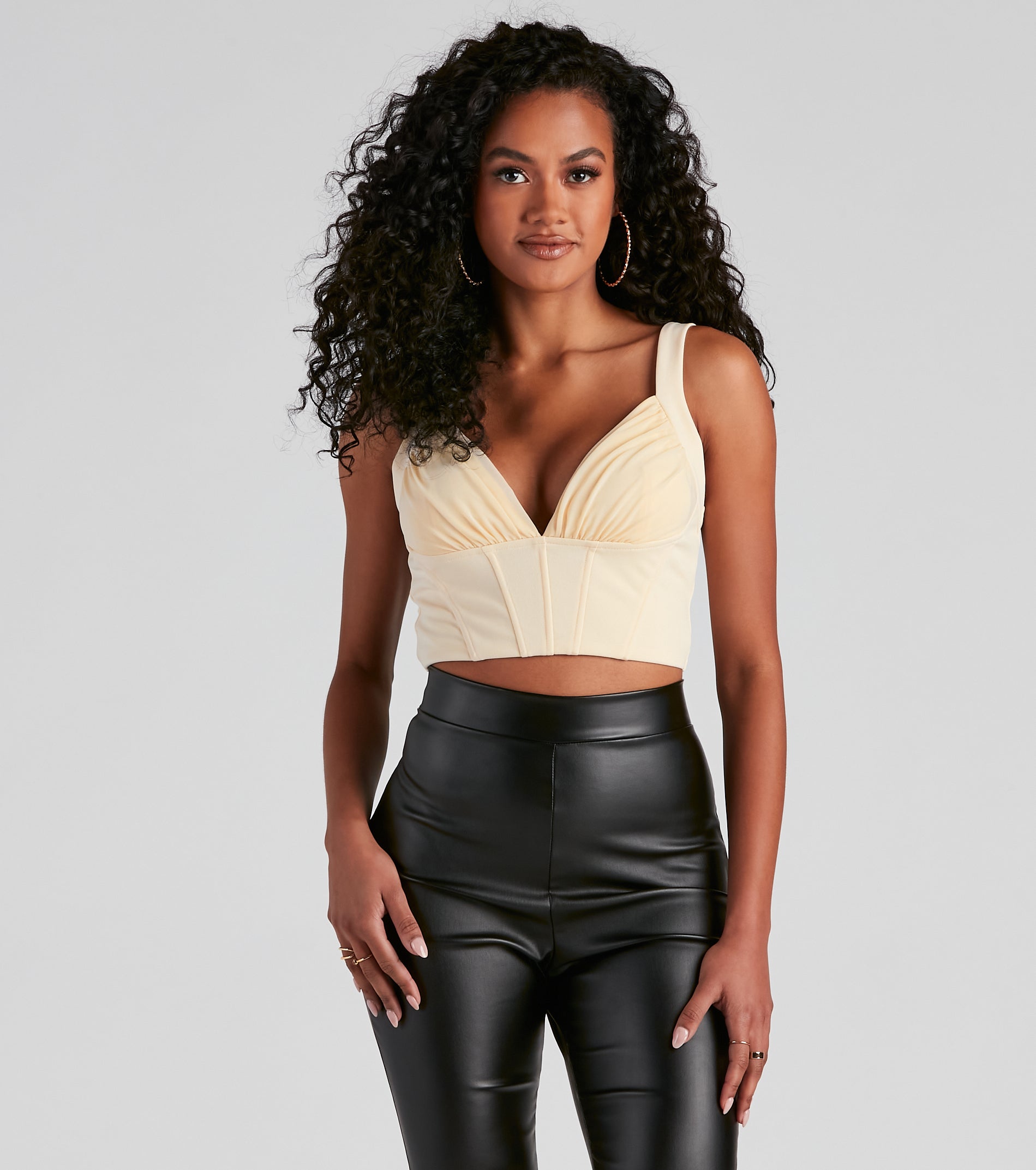 Front Row V-Neck Ponte Corset Top | Windsor