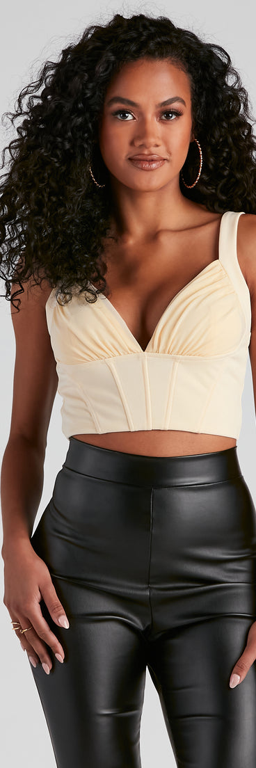 Dress up in Front Row V-Neck Ponte Corset Top as your going-out dress for holiday parties, an outfit for NYE, party dress for a girls’ night out, or a going-out outfit for any seasonal event!