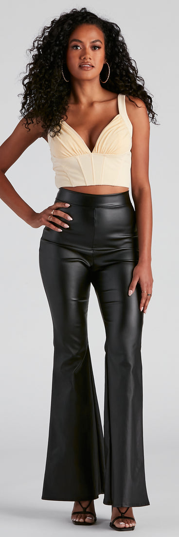 With fun and flirty details, Front Row V-Neck Ponte Corset Top shows off your unique style for a trendy outfit for the summer season!