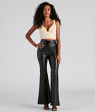 With fun and flirty details, Front Row V-Neck Ponte Corset Top shows off your unique style for a trendy outfit for the summer season!
