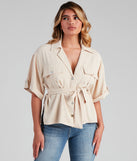 With fun and flirty details, Button Things Up Tie-Waist Top shows off your unique style for a trendy outfit for the summer season!