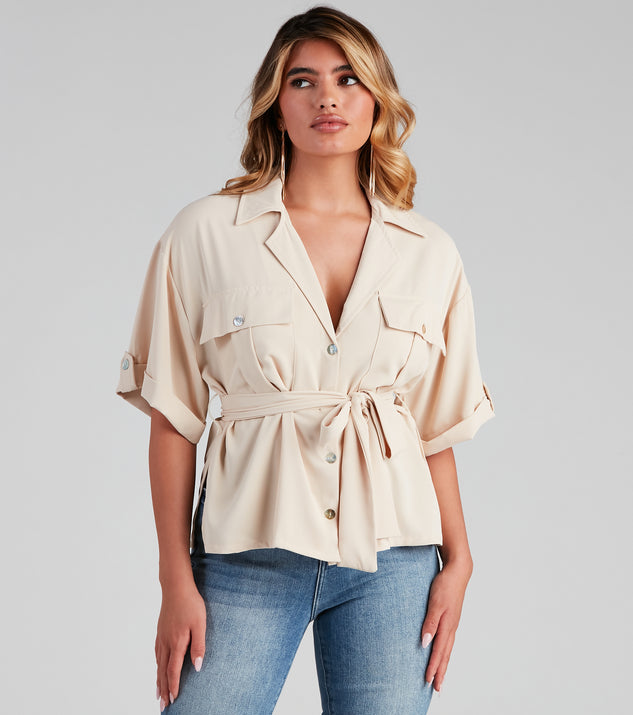 With fun and flirty details, Button Things Up Tie-Waist Top shows off your unique style for a trendy outfit for the summer season!