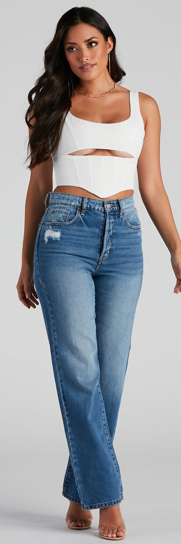 With fun and flirty details, Corset With The Program Crop Top shows off your unique style for a trendy outfit for the summer season!