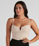 With fun and flirty details, Pretty Pleats Satin Notch Bustier shows off your unique style for a trendy outfit for the summer season!