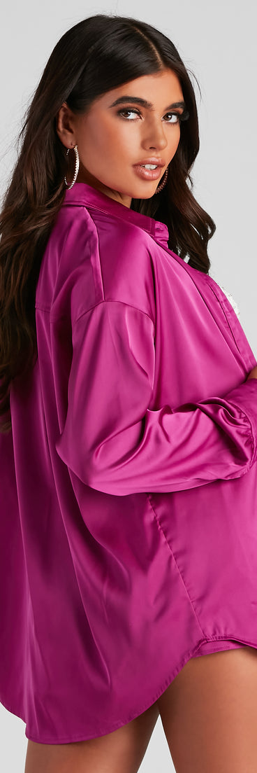 With fun and flirty details, Stylishly Sleek Satin Button Down Top shows off your unique style for a trendy outfit for the summer season!