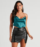 Haute Nights Satin Chain Strap Top creates the perfect New Year’s Eve Outfit or new years dress with stylish details in the latest trends to ring in 2023!