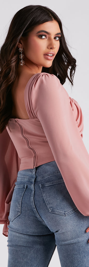 With fun and flirty details, Talk About Breezy Chiffon Crop Top shows off your unique style for a trendy outfit for the summer season!