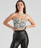With fun and flirty details, Vibe In Paisley Corset Crop Top shows off your unique style for a trendy outfit for the summer season!