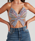 With fun and flirty details, Mystical Glam Butterfly Glitter Crop Top shows off your unique style for a trendy outfit for the summer season!