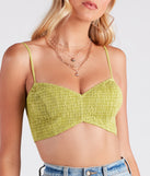 With fun and flirty details, Beachside Beauty Smocked Bra Top shows off your unique style for a trendy outfit for the summer season!