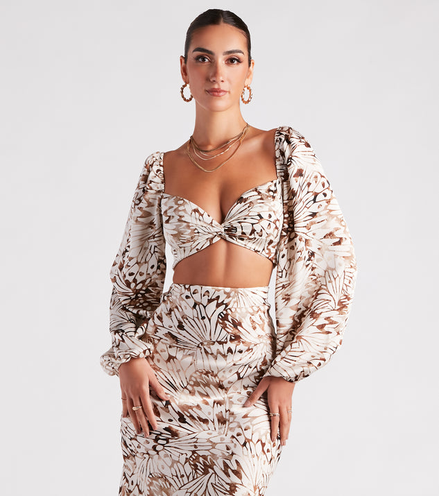 Plus Size Butterfly Print Skinny Crop Top And Jogger Tracksuit Set