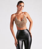 Party Calls For Rhinestone Chainmail Top is a fire pick to create 2023 festival outfits, concert dresses, outfits for raves, or to complete your best party outfits or clubwear!