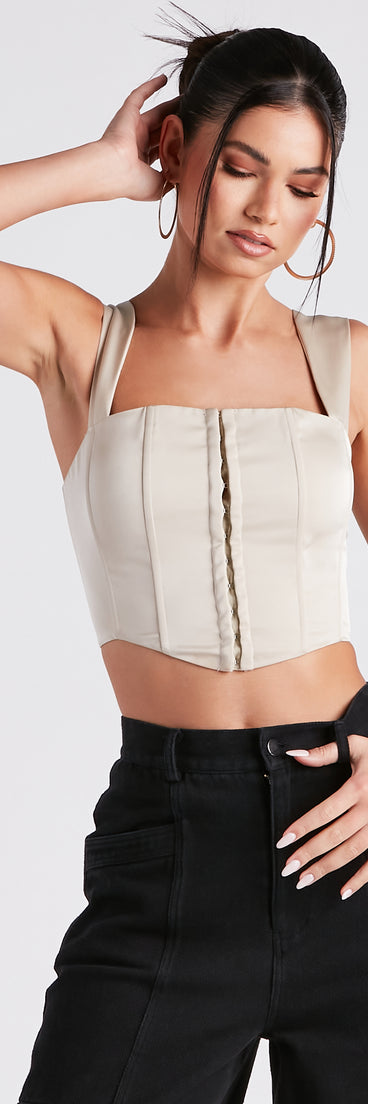 With fun and flirty details, Meant To Be Satin Lace Up Corset Top shows off your unique style for a trendy outfit for the summer season!