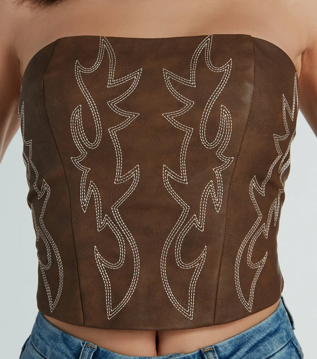 Windsor Girl On The Town Faux Leather Corset Top