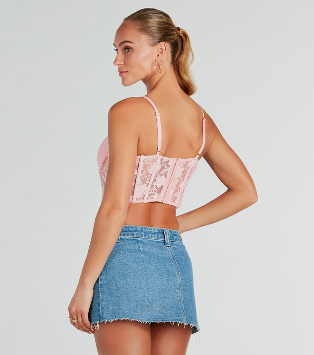 The waist-defining bodice style of the Sultry Details Sheer Floral Lace Corset Top is perfect for making a statement with your outfit and provides the boning, molded cups, or lace-up details that capture the corset trend.