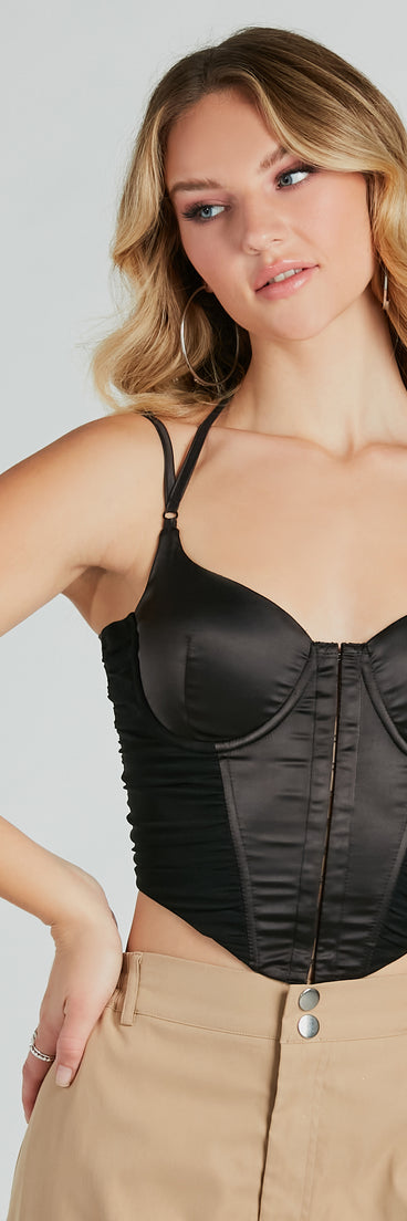 With fun and flirty details, the Sleekin' Out Satin Strappy Mesh Bustier shows off your unique style for a trendy outfit for summer!