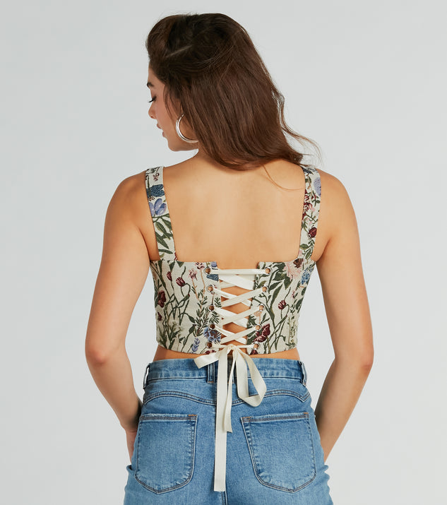 Work Of Art Floral Crinkle Woven Corset