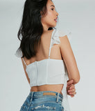 With fun and flirty details, the Sweetest Look Ruched And Ruffled Chiffon Crop Top shows off your unique style for a trendy outfit for summer!