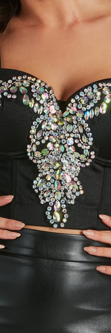 With fun and flirty details, the Radiant By Night Rhinestone Applique Bustier shows off your unique style for a trendy outfit for summer!