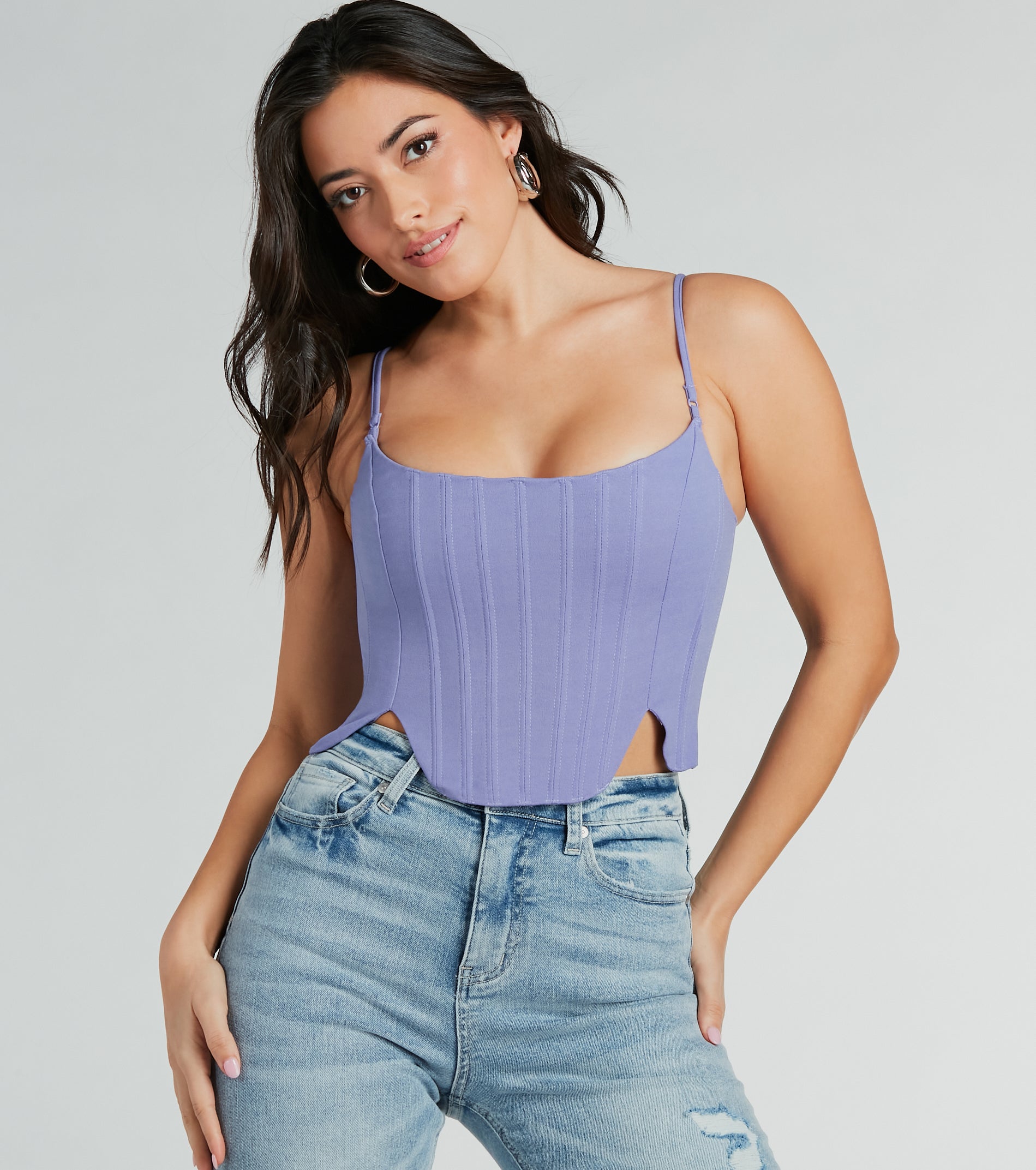 Feelin' Trendy Cutout Woven Corset Top | Windsor