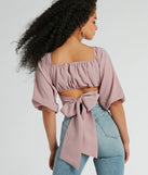 With fun and flirty details, the Love So Sweet Off-The-Shoulder Tie Back Crop Top shows off your unique style for a trendy outfit for summer!