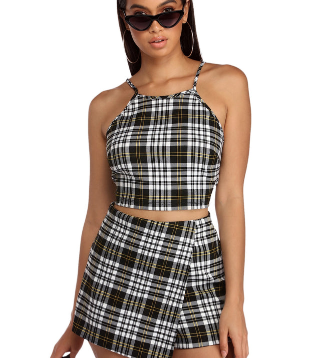 You’ll look stunning in the Plaid About You Top when paired with its matching separate to create a glam clothing set perfect for parties, date nights, concert outfits, back-to-school attire, or for any summer event!