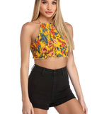Tropical Tiki Smocked Halter Top
