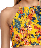 Tropical Tiki Smocked Halter Top