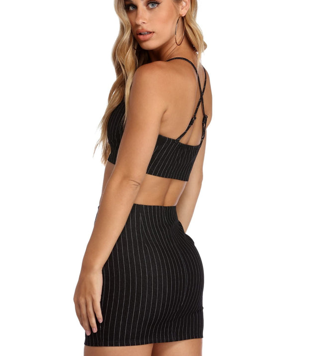 Zip Detail Pin Stripe Top