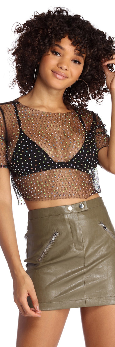 Meshing You Heat Stone Crop Top is a trendy pick to create 2023 festival outfits, festival dresses, outfits for concerts or raves, and complete your best party outfits!