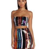 You’ll look stunning in the Electric City Sequin Crop Top when paired with its matching separate to create a glam clothing set perfect for parties, date nights, concert outfits, back-to-school attire, or for any summer event!