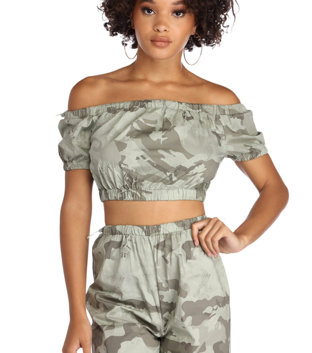 At Ease Camo Crop Top