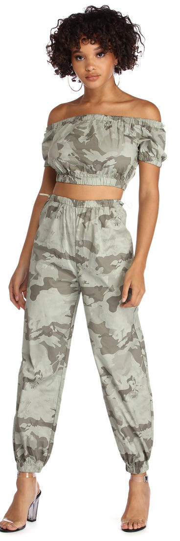 At Ease Camo Crop Top