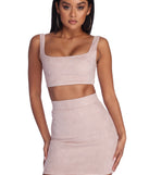 Slay All Day Faux Suede Crop Top