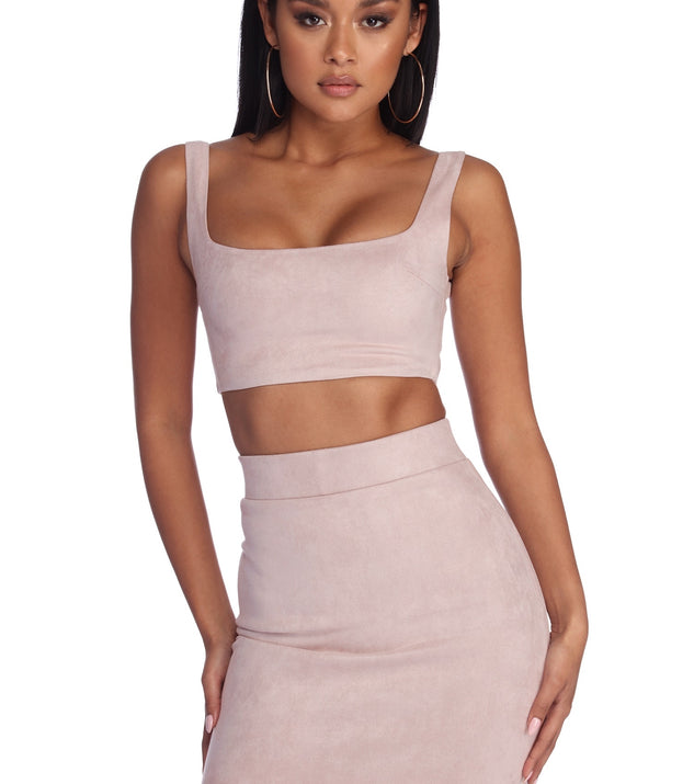 Slay All Day Faux Suede Crop Top