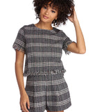 Plaid Boucle Crop Top